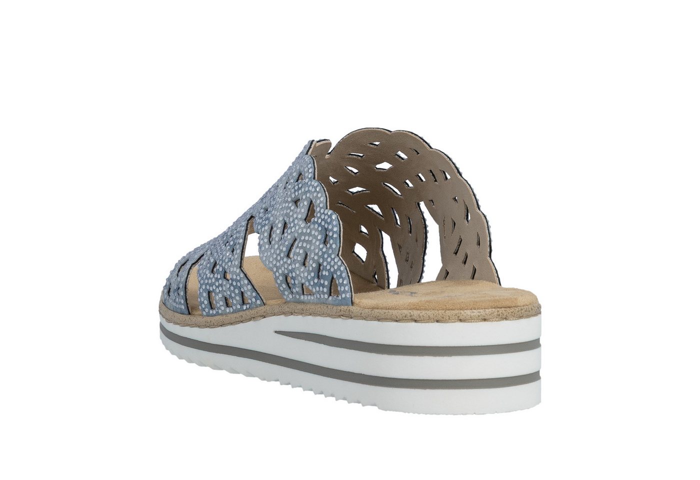 Rieker Pantolette Sommerschuh, Strandschuh, Hausschuh, Keilabsatz, mit Strass-Steinchen – Bild 4 von 5