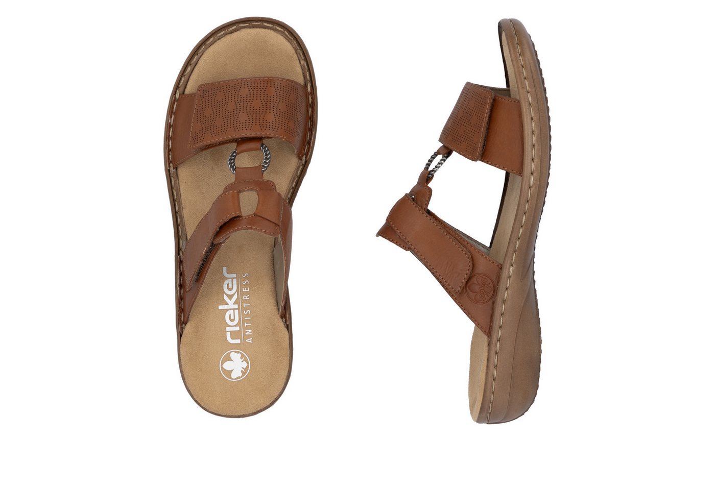 Rieker Pantolette Sommerschuh, Strandschuh, Klettschuh mit Perforation – Bild 2 von 5