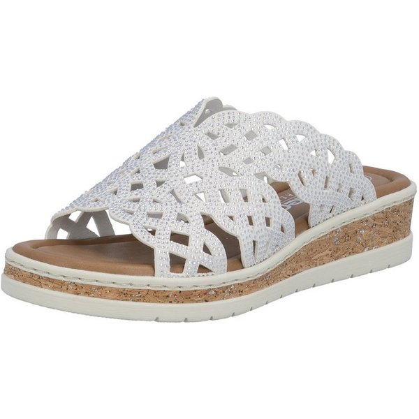 Rieker Pantolette Sommerschuh, Hausschuh, Keilabsatz, mit Glitzersteine