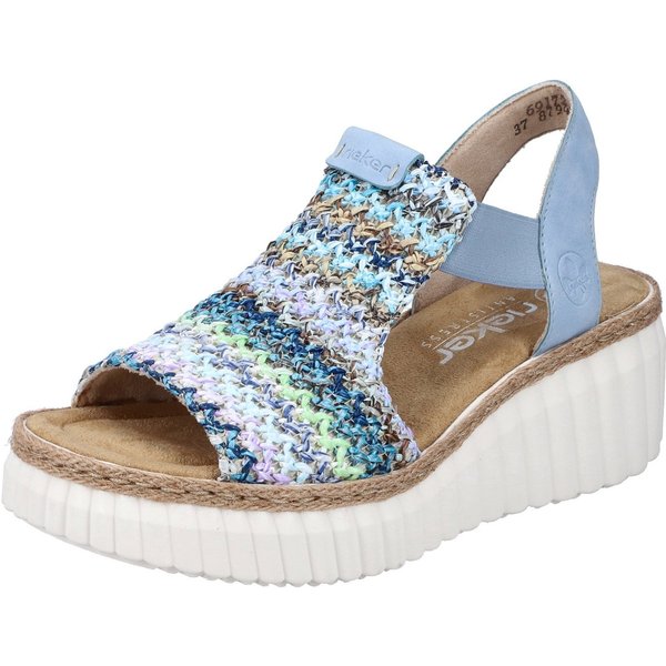 Rieker Plateausandaletten, Sommerschuh, Sandale, Plateauabsatz, mit Gummizug
