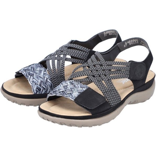 Rieker Riemchensandale, Sommerschuh, Sandalette, Keilabsatz, mit geflochtener Bandage