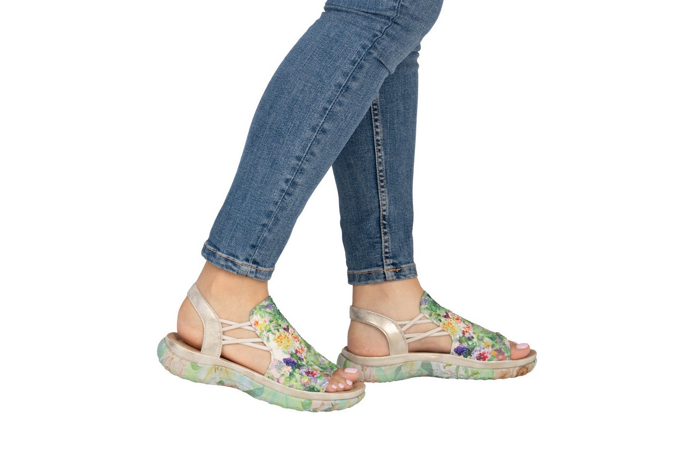 Rieker Sandale Sommerschuh, Schlupfschuh mit seitlichen Gummizügen für guten Sitz – Bild 3 von 5