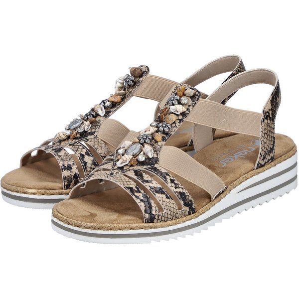 Rieker Sandale Sommerschuh, Sandalette, Keilabsatz, mit sommerlicher Verzierung