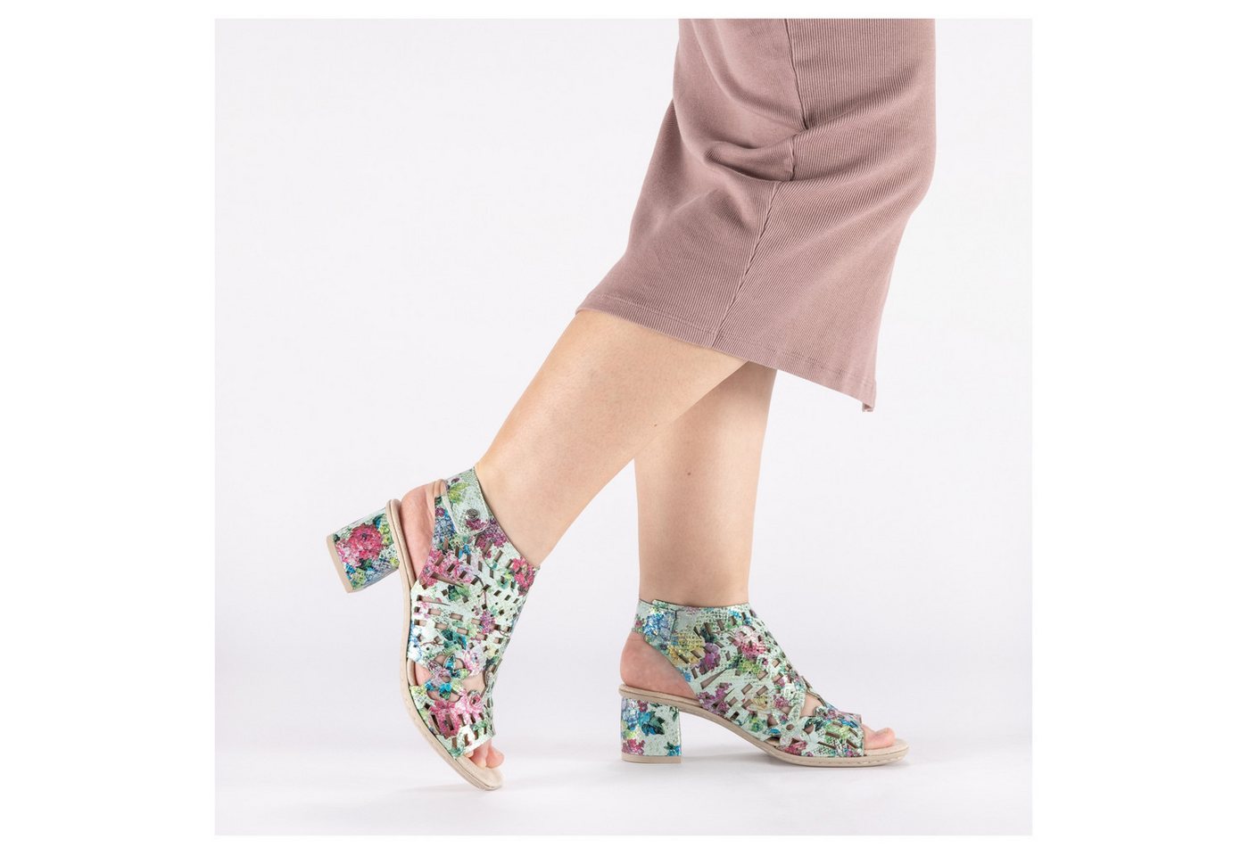 Rieker Sandalette Sommerschuh, Sandale, Blockabsatz, mit modischer Schaftgestaltung – Bild 3 von 5