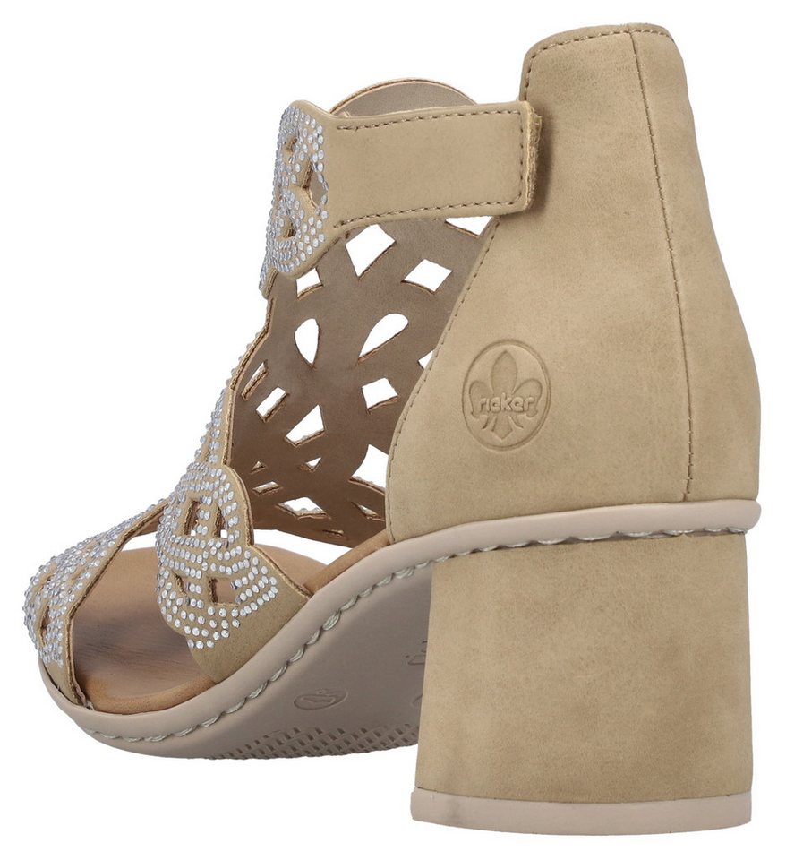 Rieker Sandalette Sommerschuh, Schaftsandale, Urlaubschuh, Blockabsatz mit Glitzersteine – Bild 4 von 5