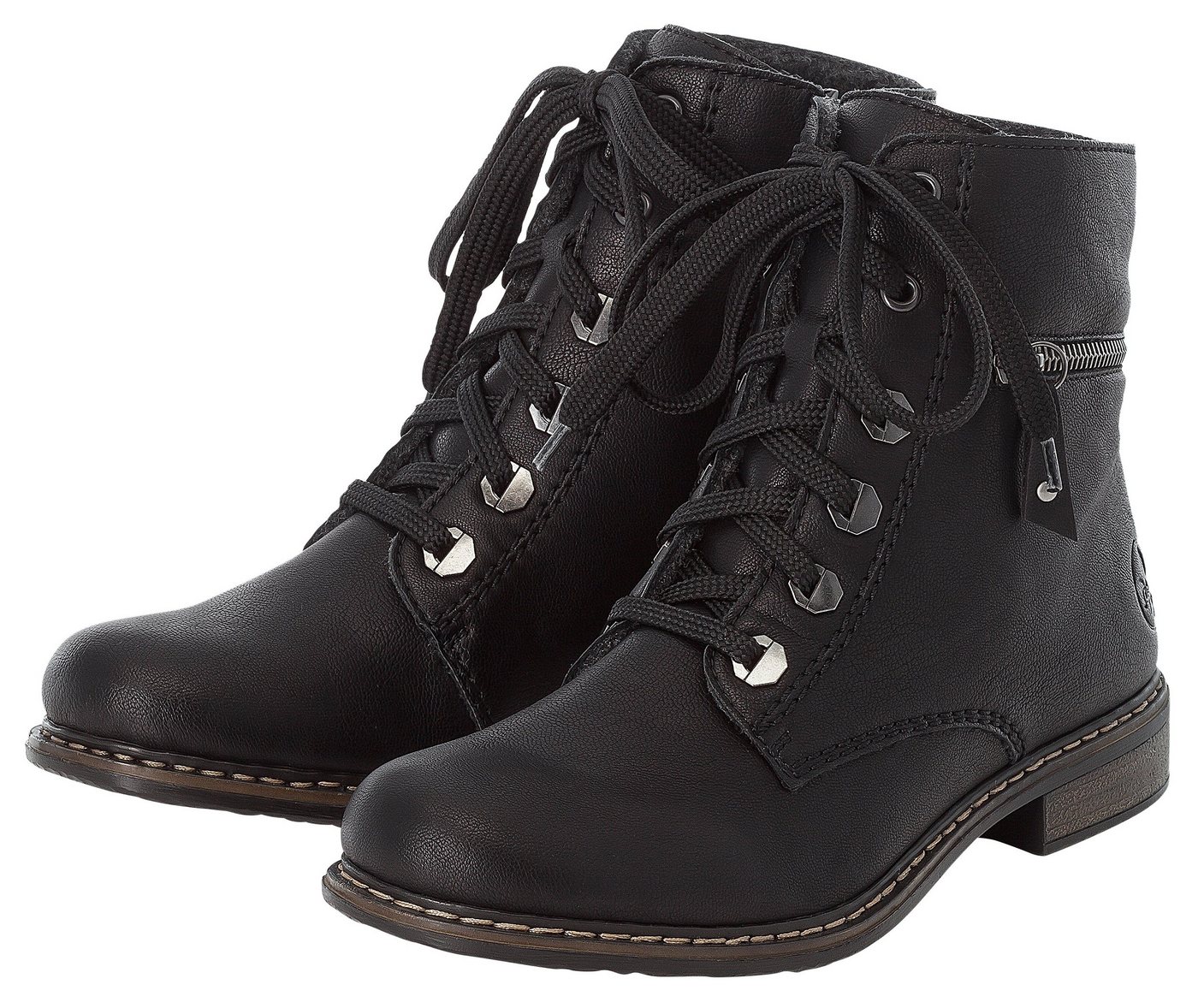 Rieker Schnürboots, Schnürstiefelette, Blockabsatz, mit Zierreißverschluss außen – Bild 4 von 5