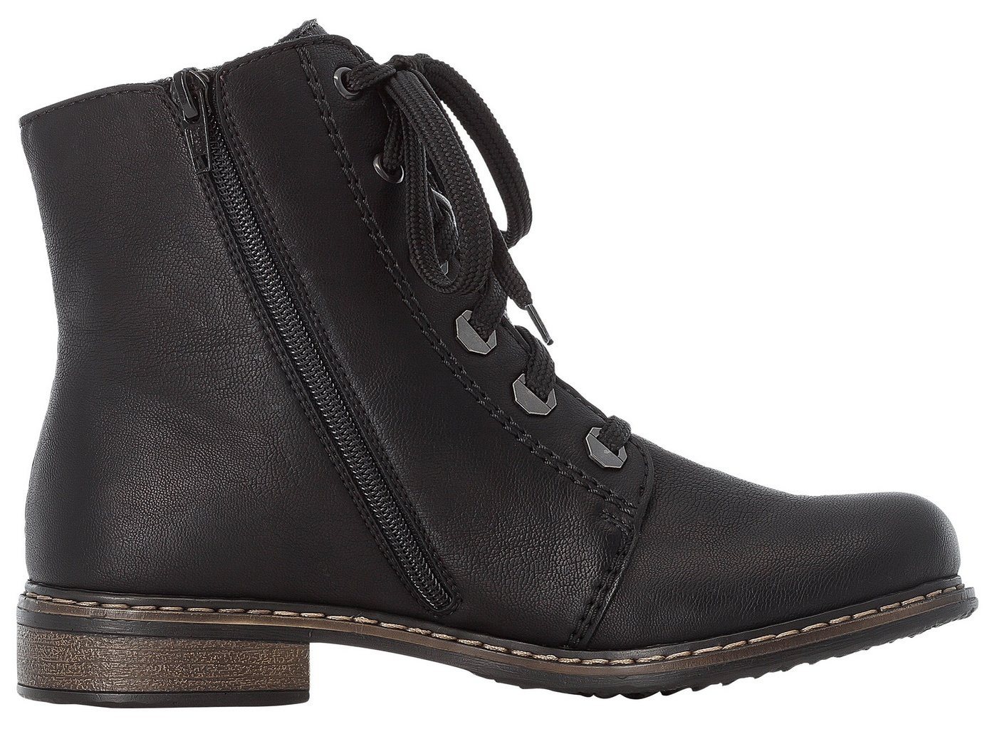 Rieker Schnürboots, Schnürstiefelette, Blockabsatz, mit Zierreißverschluss außen – Bild 5 von 5