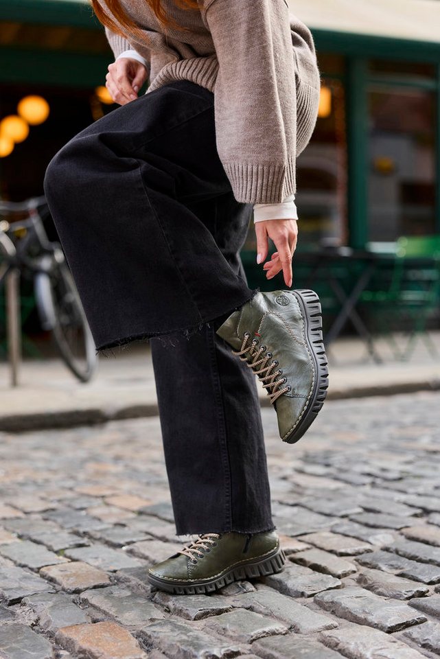 Rieker Schnürboots Casual-Boots, Stiefelette, Plateauboots mit Kontrastnähten – Bild 2 von 5