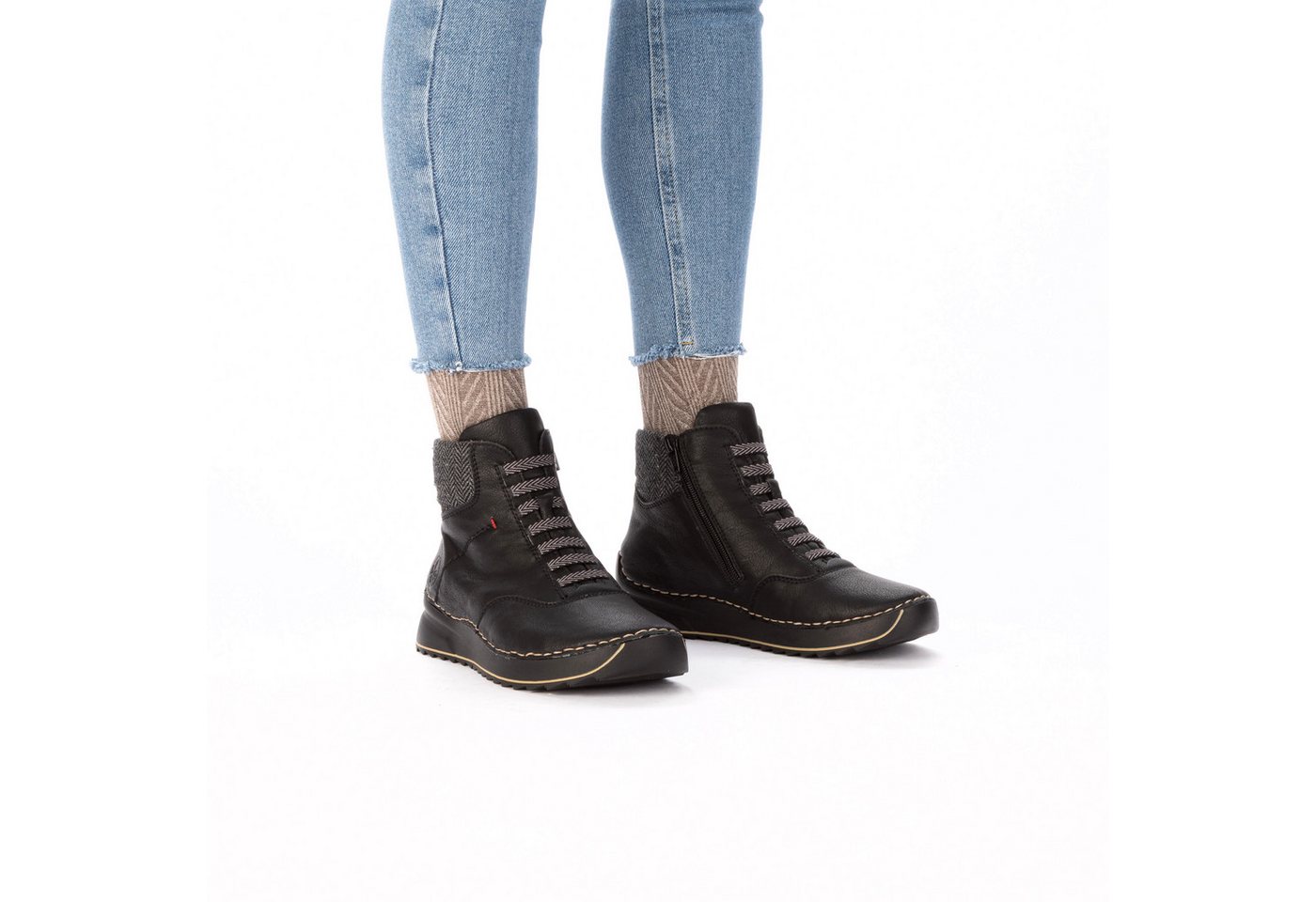 Rieker Schnürboots Stiefelette, Plateauboots mit Profilsohle – Bild 4 von 5