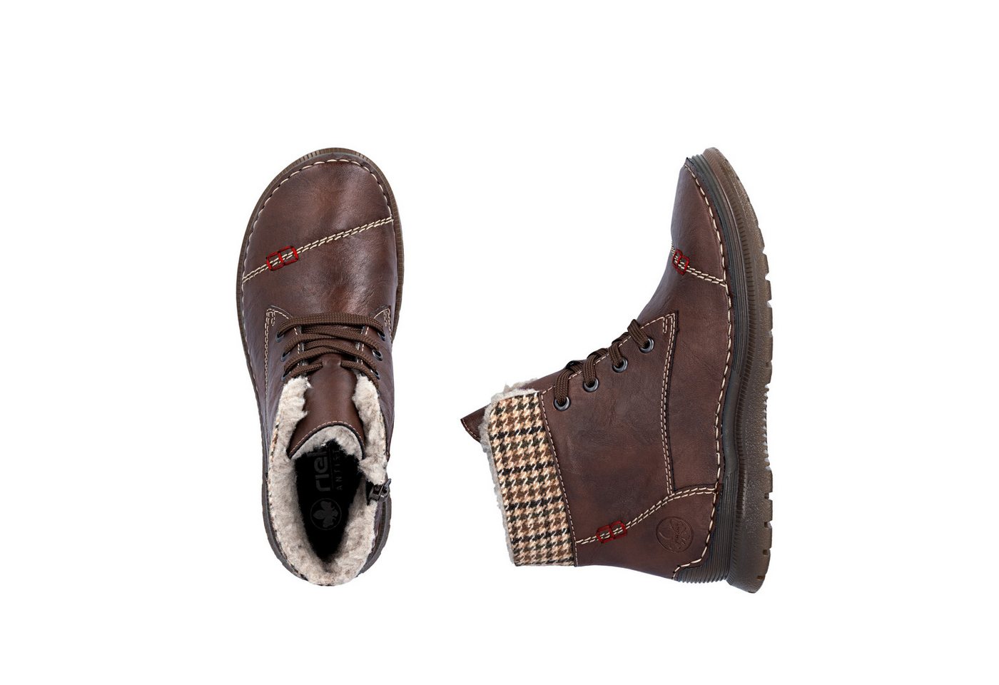 Rieker Schnürboots Winterboots, Keilstiefelette mit Ziersteppung – Bild 3 von 5