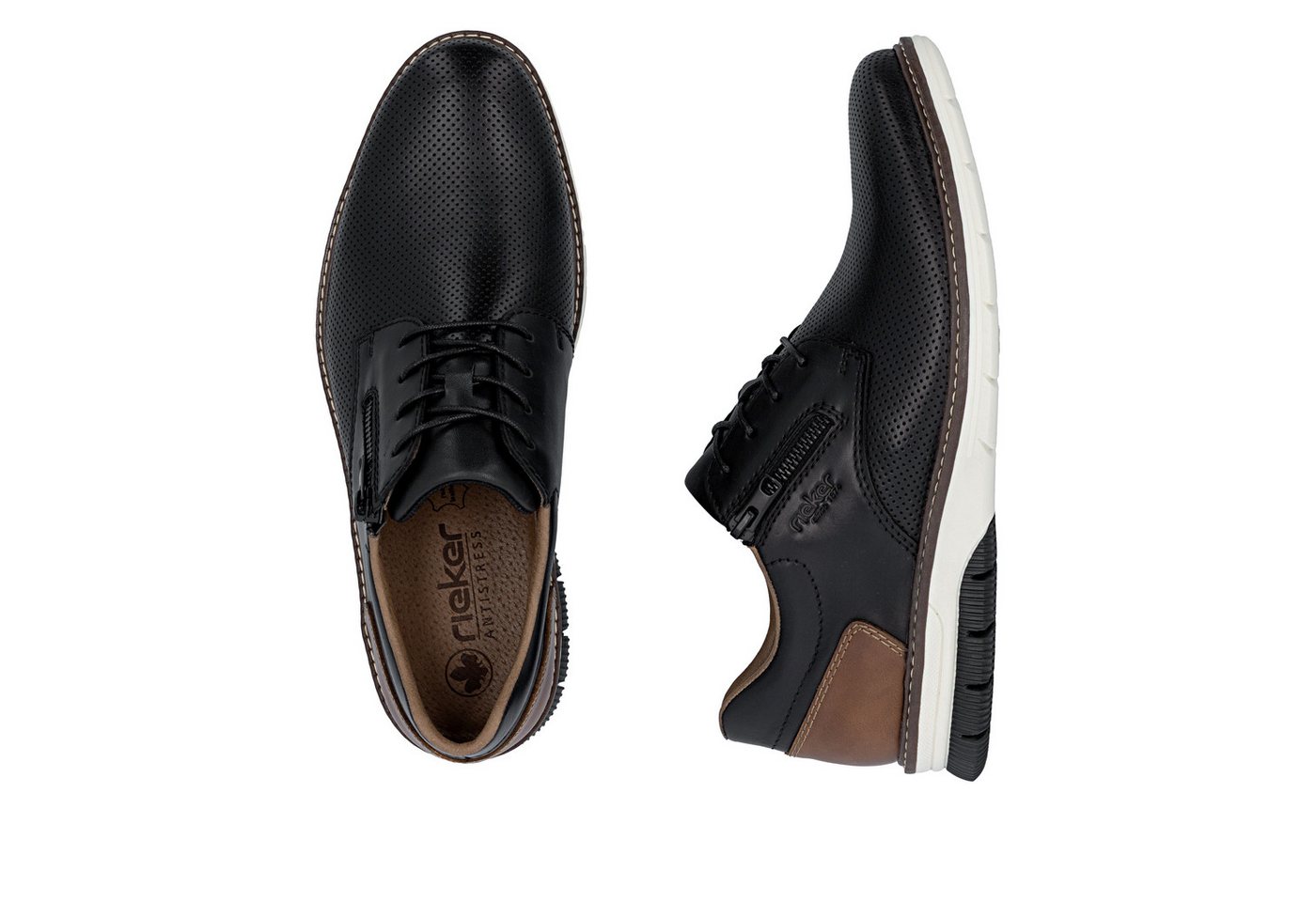 Rieker Schnürschuh Halbschuh, Freizeitsneaker, Casual-Schnürer mit Perforation – Bild 5 von 5