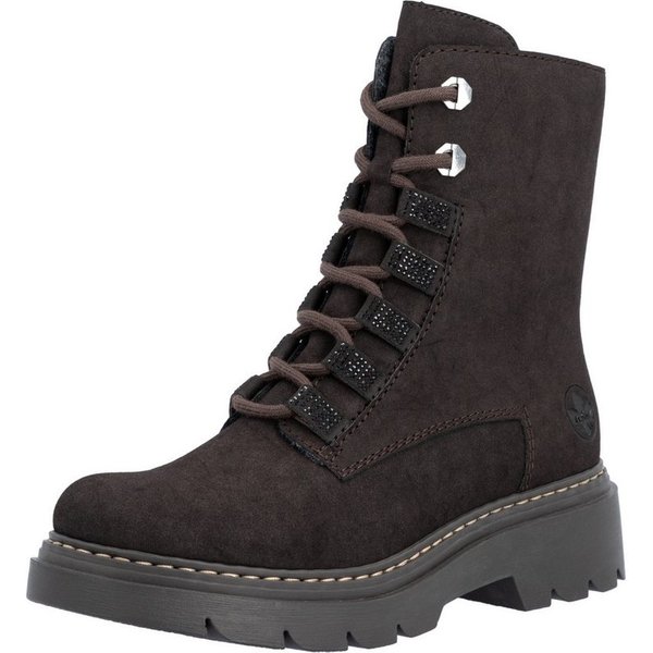Rieker Schnürstiefelette Schnürboots, Herbststiefelette mit Glitzersteinchen