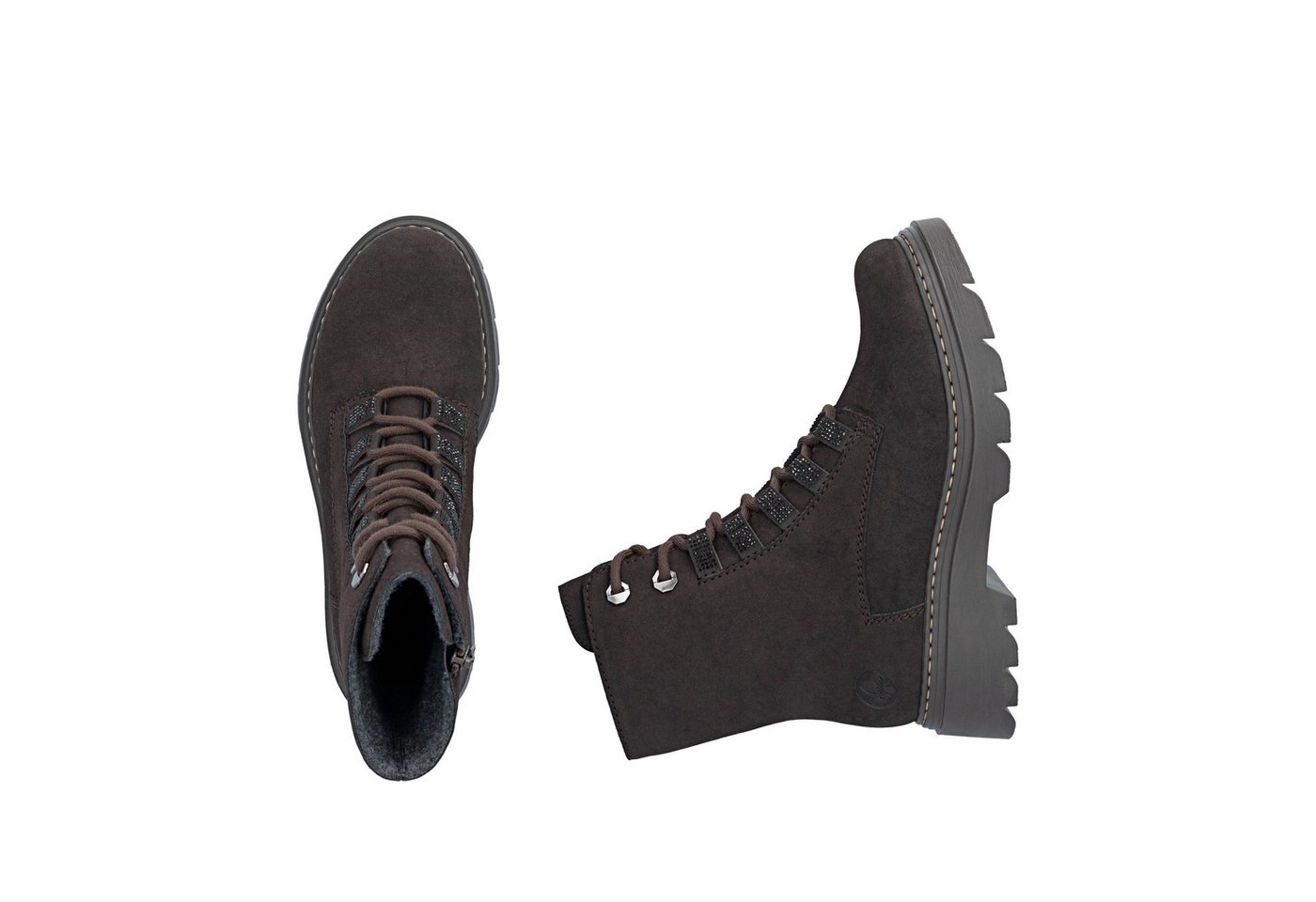 Rieker Schnürstiefelette Schnürboots, Herbststiefelette mit Glitzersteinchen – Bild 2 von 5
