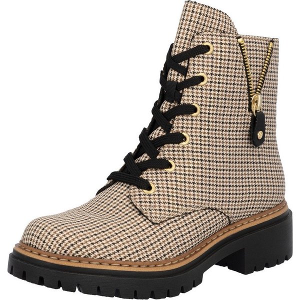 Rieker Schnürstiefelette Schnürboots, Herbstboots, Profilsohle, Blockabsatz, im Pepita-Look
