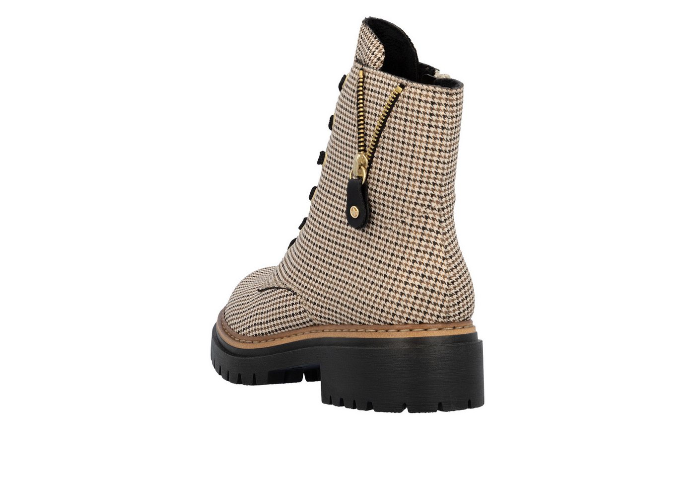 Rieker Schnürstiefelette Schnürboots, Herbstboots, Profilsohle, Blockabsatz, im Pepita-Look – Bild 2 von 5