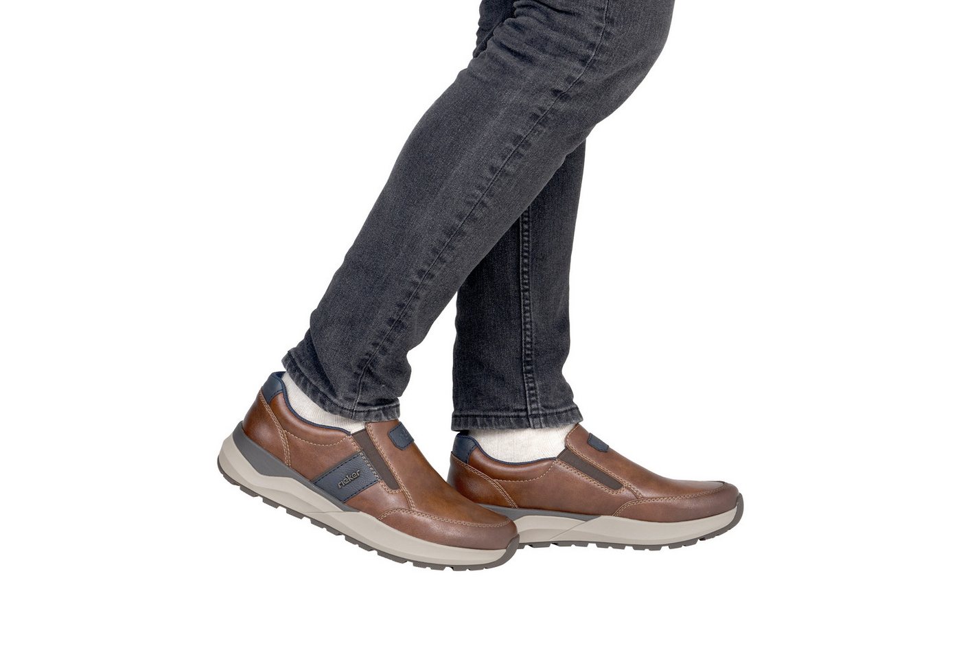 Rieker Slip-On Sneaker Schlüpfschuh, Slipper, Halbschuh, Freizeitschuh mit Kontrastbesatz – Bild 2 von 5