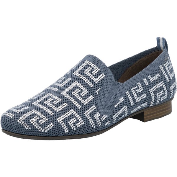 Rieker Slipper Halbschuh, Schlupfschuh, Blockabsatz, Loafer mit Glitzersteinchen