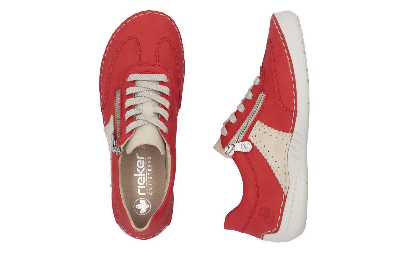 Rieker Sneaker, Halbschuh, Freizeitschuh, Schnürschuh mit Reißverschluss – Bild 4 von 5