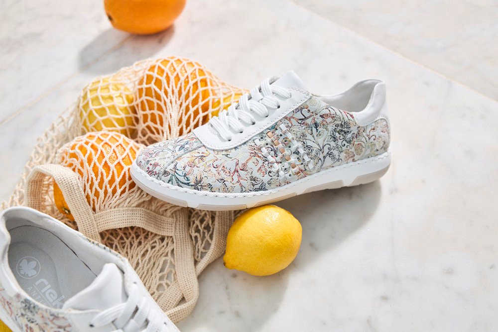 Rieker Sneaker Schnürschuh, Halbschuh, Freizeitsneaker mit floraler Musterung – Bild 2 von 5