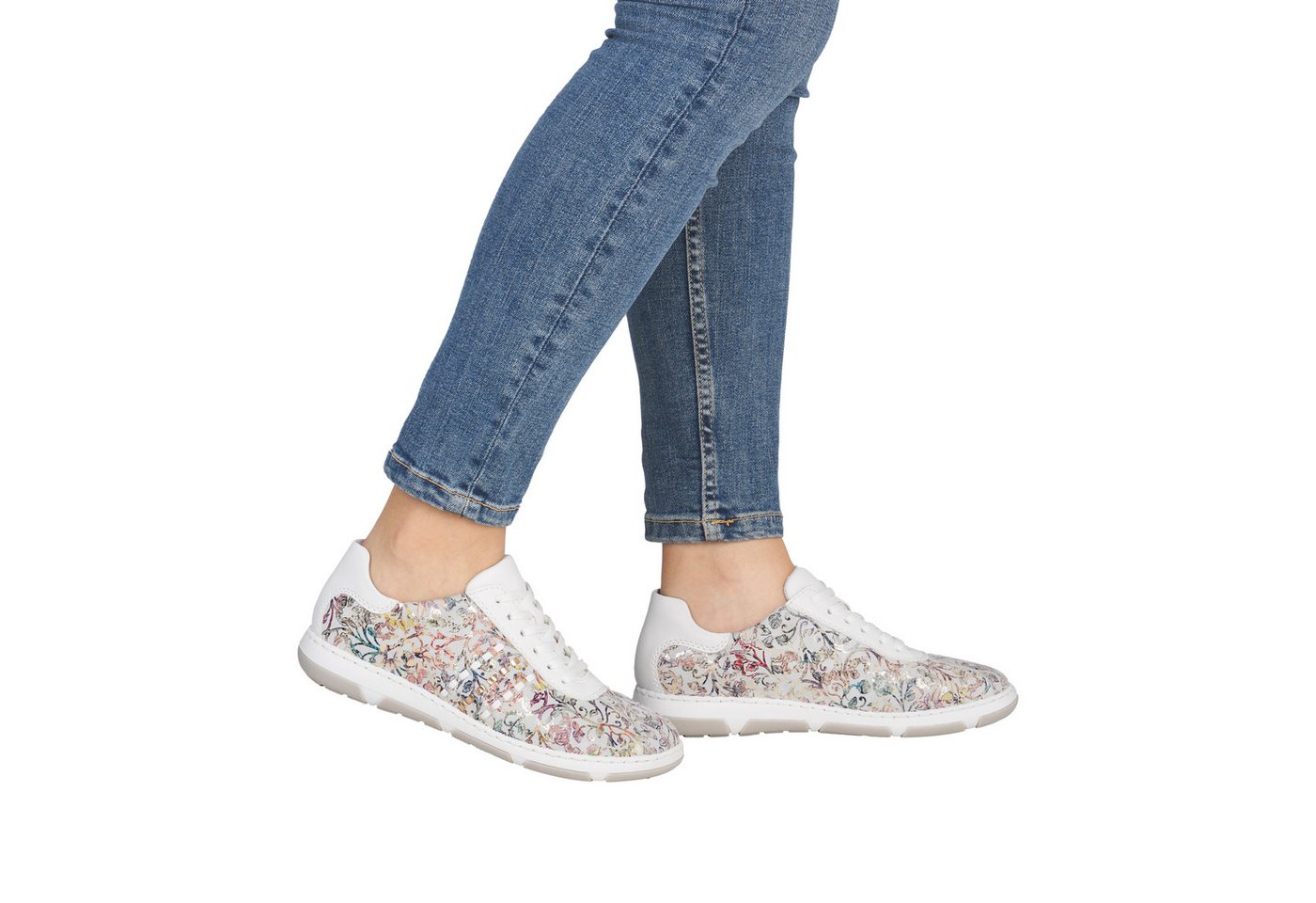 Rieker Sneaker Schnürschuh, Halbschuh, Freizeitsneaker mit floraler Musterung – Bild 4 von 5