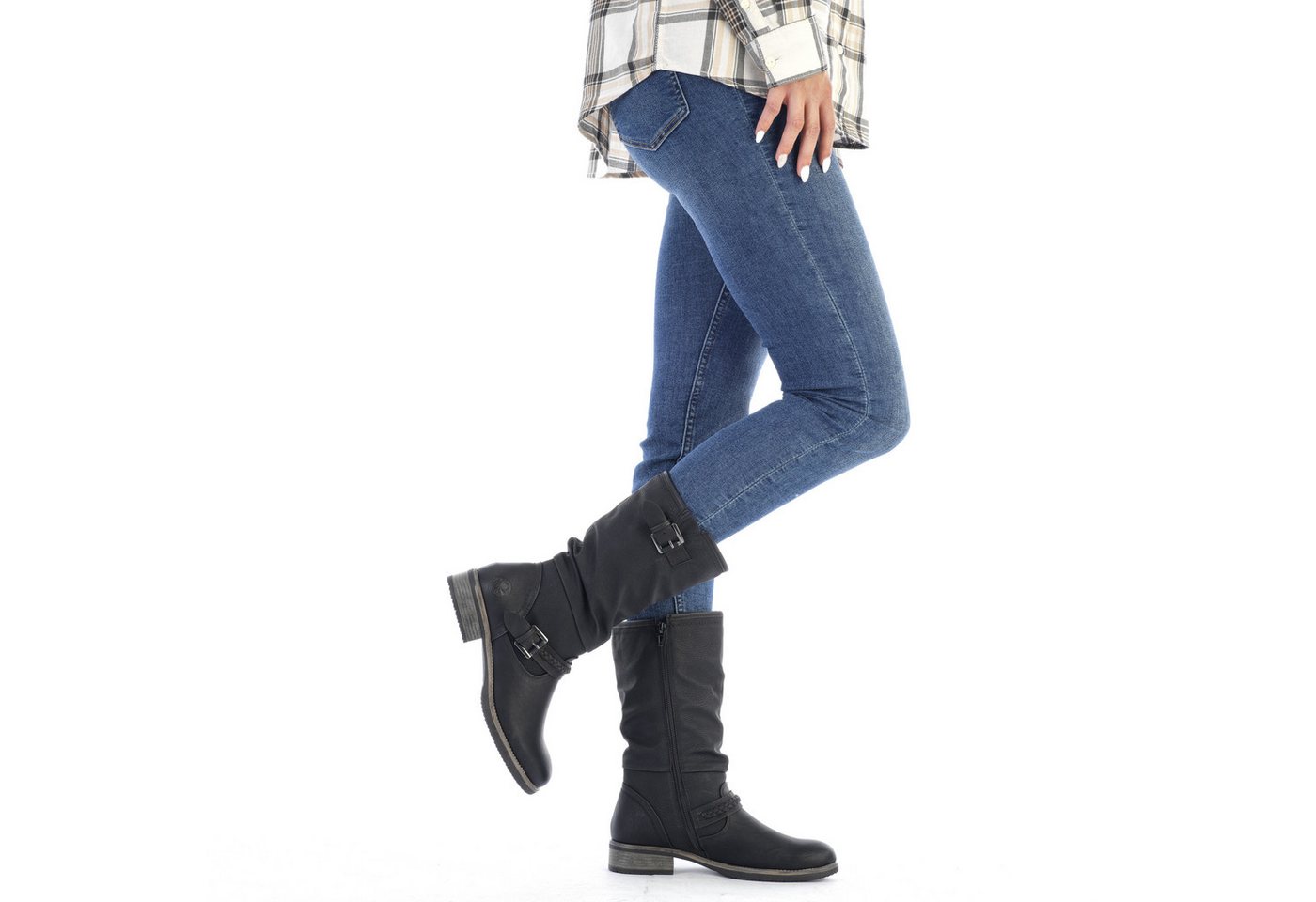 Rieker Stiefel Winterboots,Blockabsatz mit gerafftem slouchy-Schaft, schmale Form – Bild 3 von 5