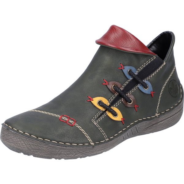 Rieker Stiefelette Schlupfboots, Slipper mit bunten Applikationen seitlich
