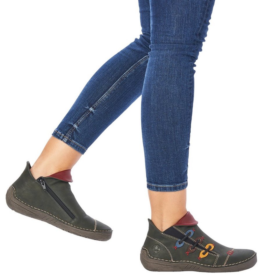 Rieker Stiefelette Schlupfboots, Slipper mit bunten Applikationen seitlich – Bild 2 von 5