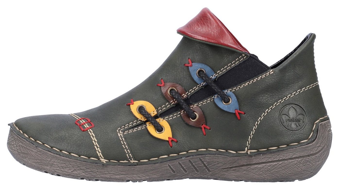 Rieker Stiefelette Schlupfboots, Slipper mit bunten Applikationen seitlich – Bild 5 von 5