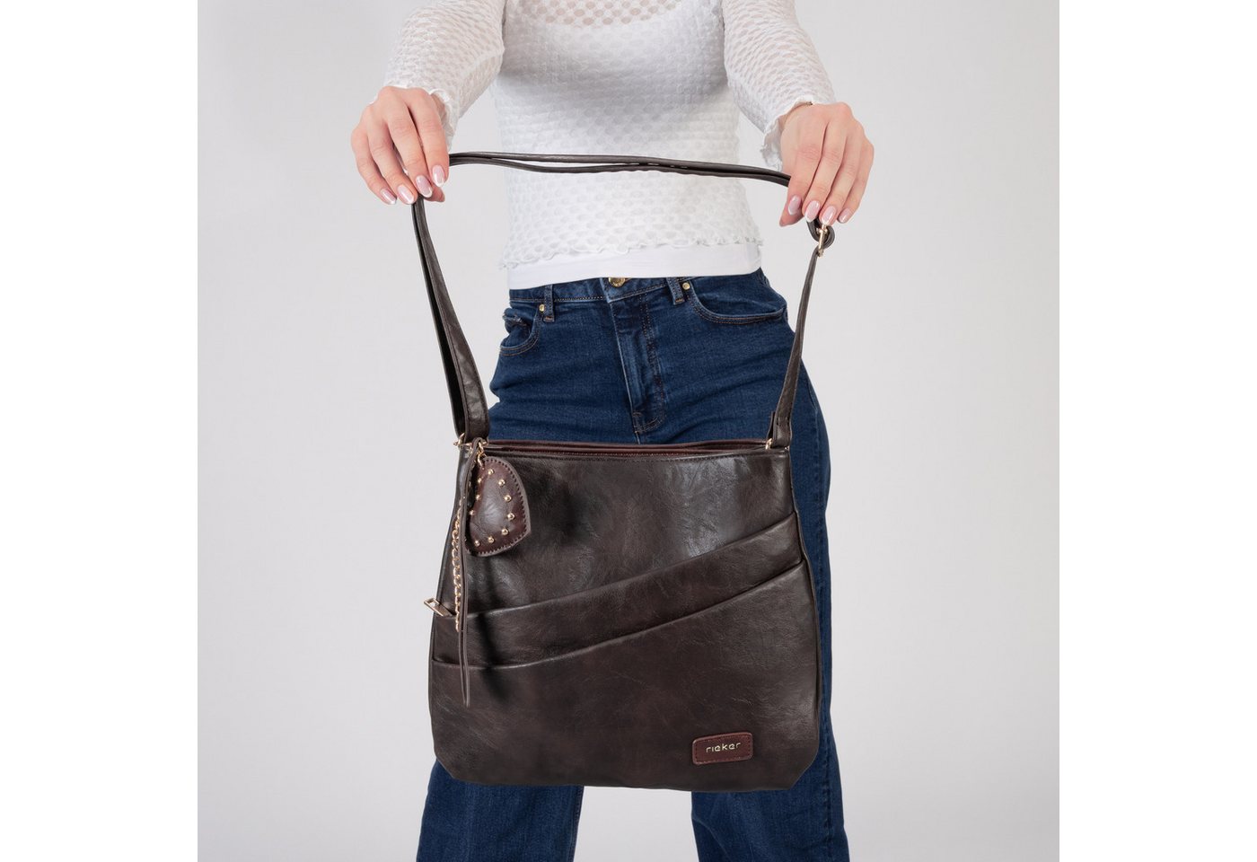 Rieker Umhängetasche, Schultertasche, Damen Handtasche mit zwei Hauptfächern – Bild 3 von 5