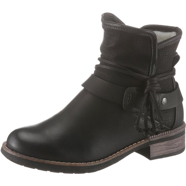 Rieker Winterboots, Winterstiefelette, Blockabsatz, Warmfutter, mit Zierbänder