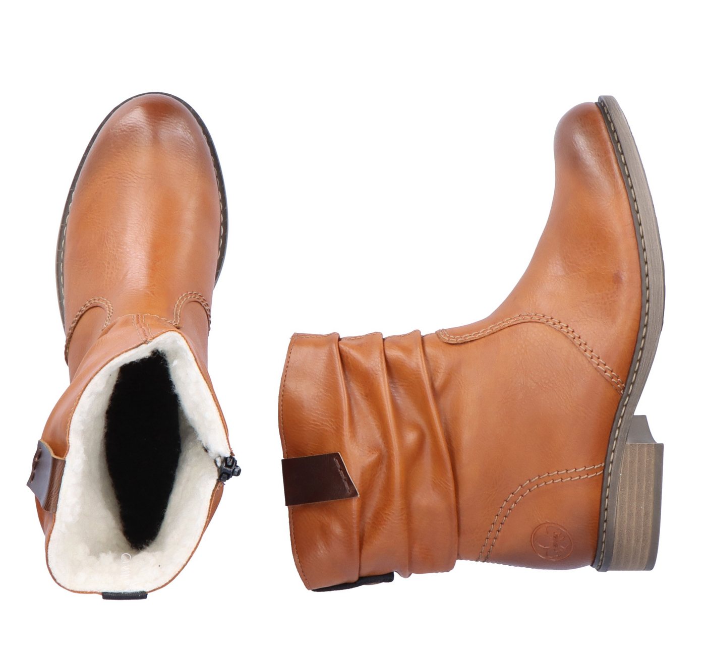 Rieker Winterboots, Winterstiefelette, Blockabsatz, Warmfutter, geraffter slouchy Schaft – Bild 2 von 5