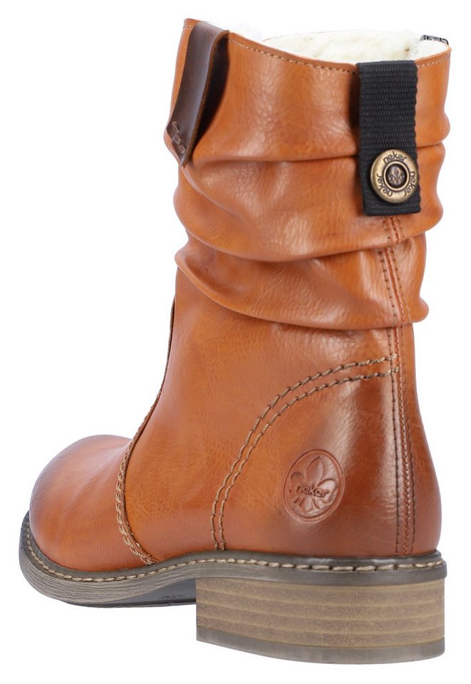 Rieker Winterboots, Winterstiefelette, Blockabsatz, Warmfutter, geraffter slouchy Schaft – Bild 4 von 5