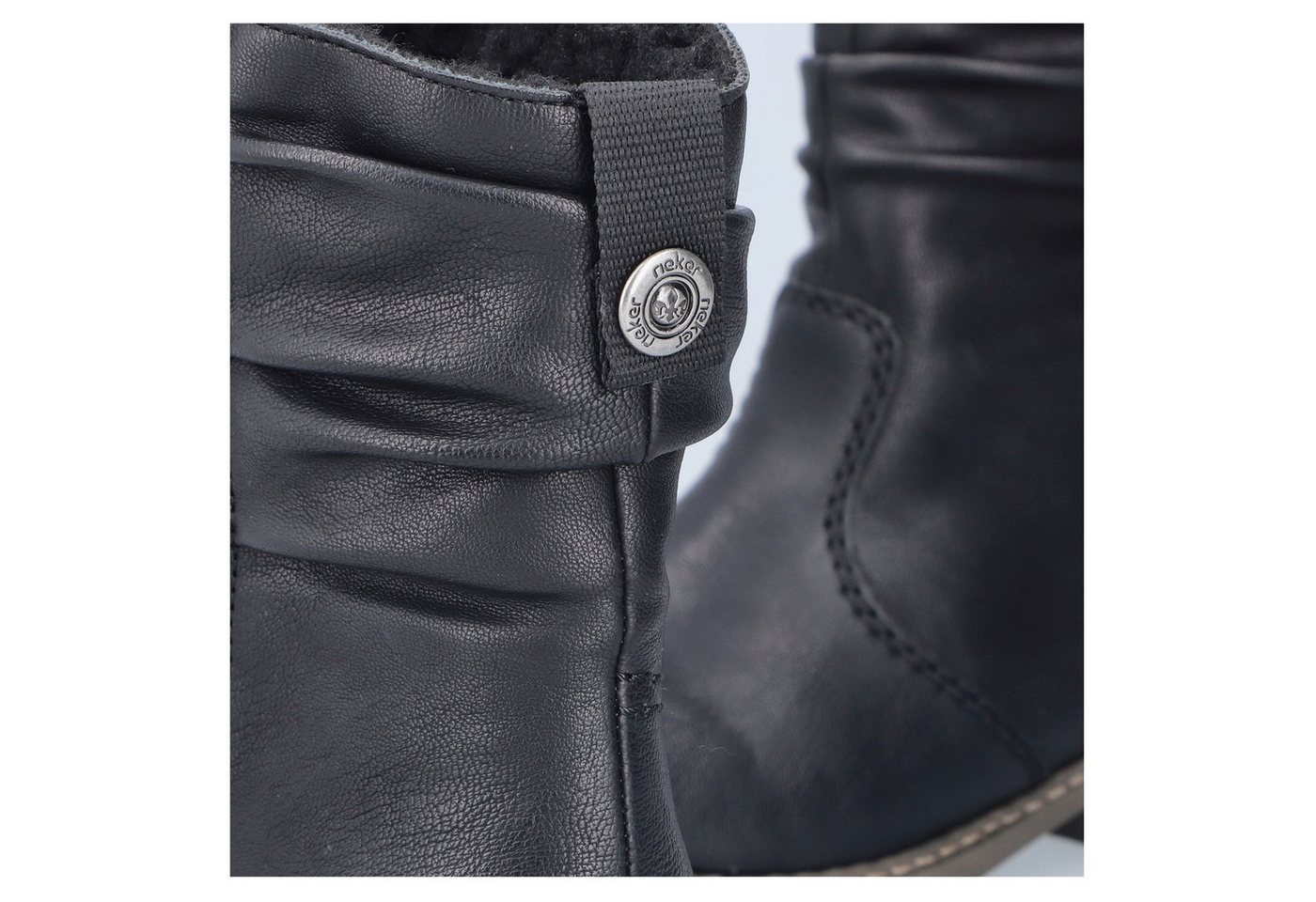 Rieker Winterboots, Winterstiefelette, Blockabsatz, Warmfutter, geraffter slouchy Schaft – Bild 2 von 5