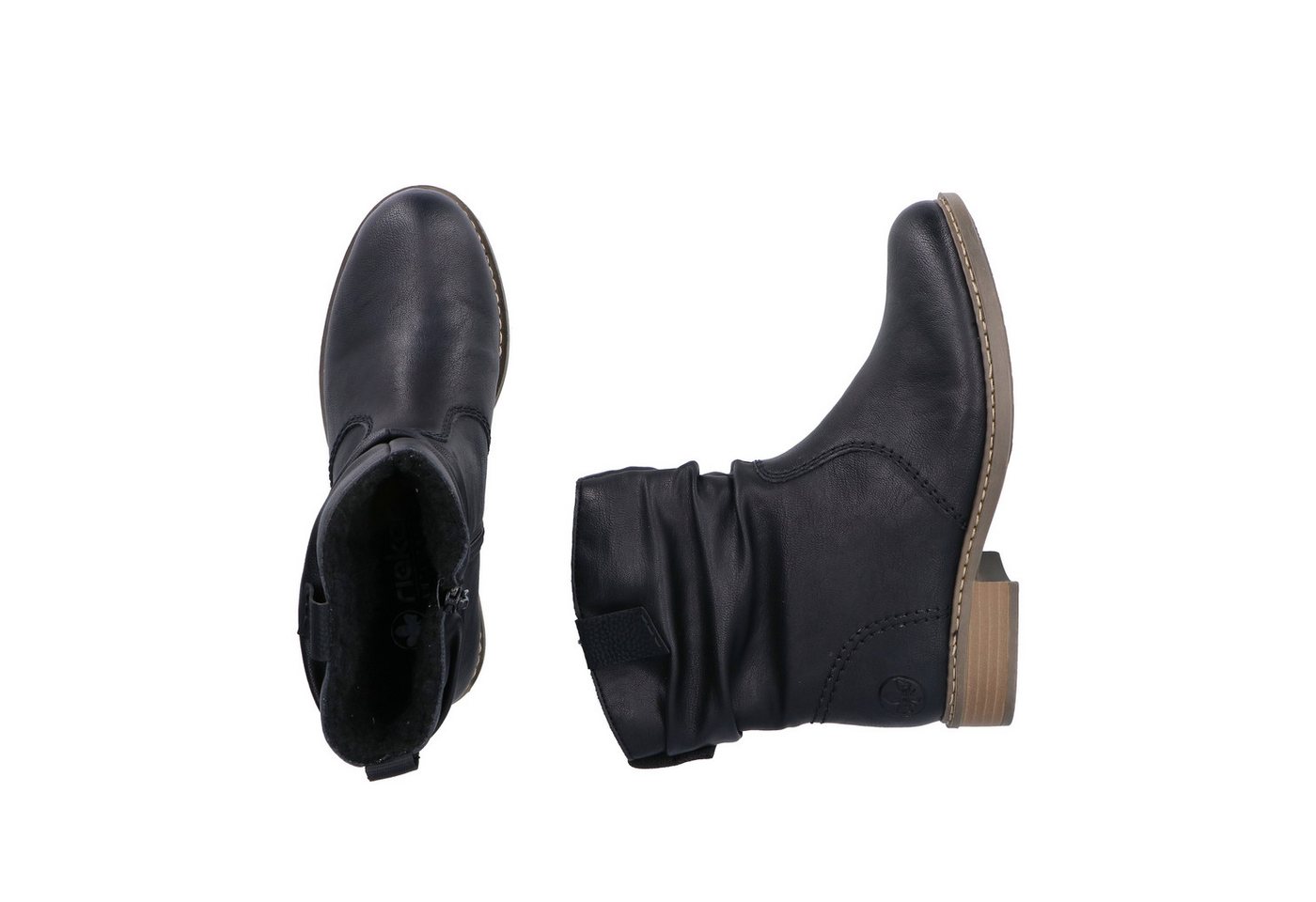 Rieker Winterboots, Winterstiefelette, Blockabsatz, Warmfutter, geraffter slouchy Schaft – Bild 4 von 5