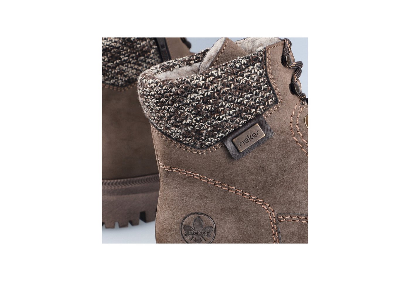 Rieker Winterboots Schnürboots, Schnürstiefelette mit Strickrand – Bild 3 von 5