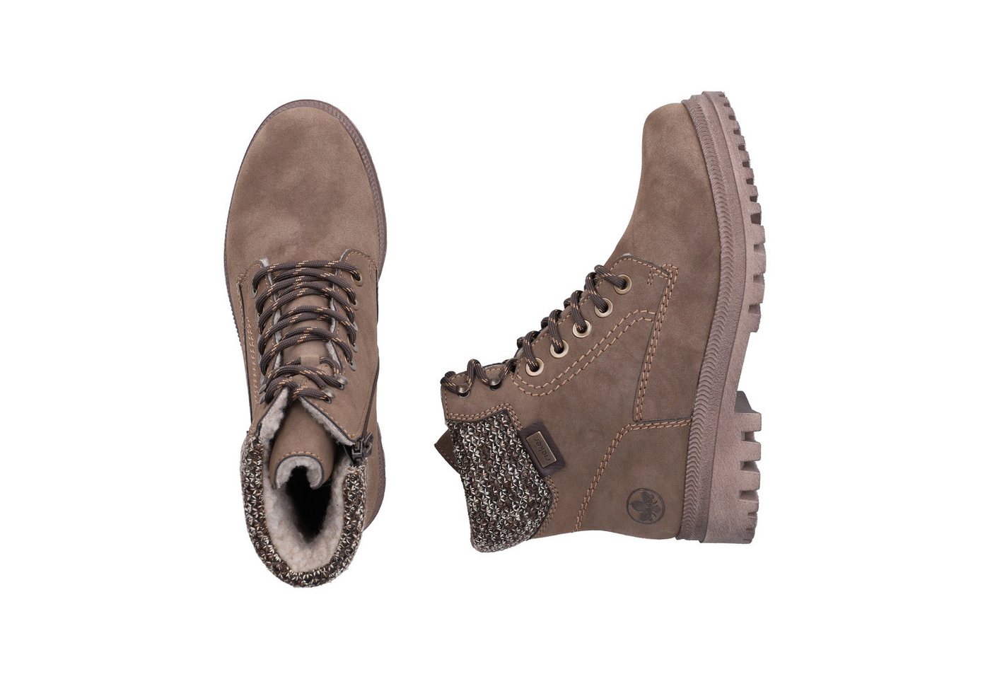 Rieker Winterboots Schnürboots, Schnürstiefelette mit Strickrand – Bild 4 von 5