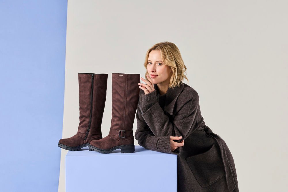 Rieker Winterstiefel Langschaftstiefel, Blockabsatz, mit Innenreißverschluss – Bild 3 von 5