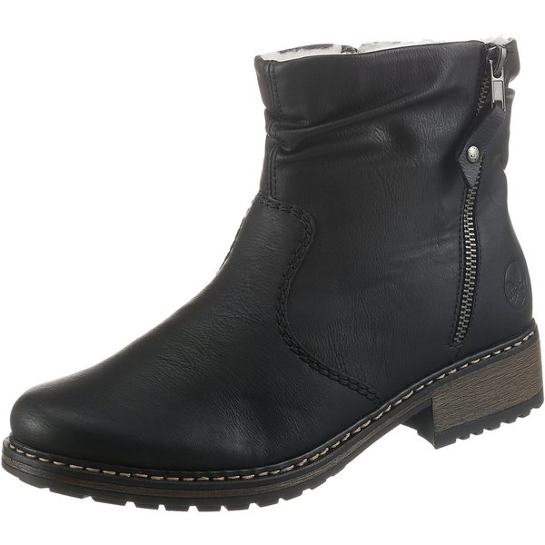Rieker Winterstiefelette, Winterboots, Blockabsatz, Profilsohle, mit Zierreißverschluss außen