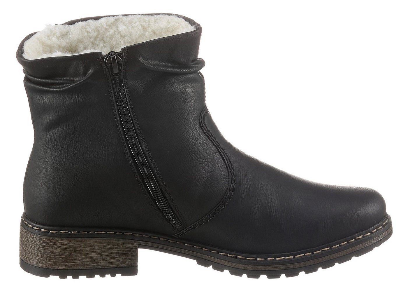 Rieker Winterstiefelette, Winterboots, Blockabsatz, Profilsohle, mit Zierreißverschluss außen – Bild 5 von 5