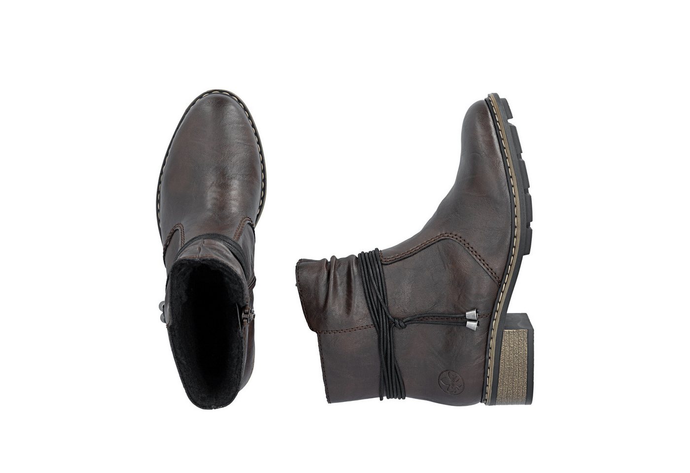 Rieker Winterstiefelette Reißverschluss-Boots mit Zierkordel und slouchy Schaft – Bild 3 von 5
