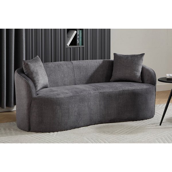 riess-ambiente 2-Sitzer ELEMENTAL 180 cm graphit grau – Samt, Federkern, inkl. Zierkissen, Einzelartikel 1 Teile, Rundumbezogene Couch - ideal für Wohnzimmer, A