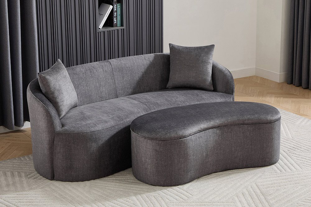 riess-ambiente 2-Sitzer ELEMENTAL 180 cm graphit grau – Samt, Federkern, inkl. Zierkissen, Einzelartikel 1 Teile, Rundumbezogene Couch - ideal für Wohnzimmer, A – Bild 3 von 5