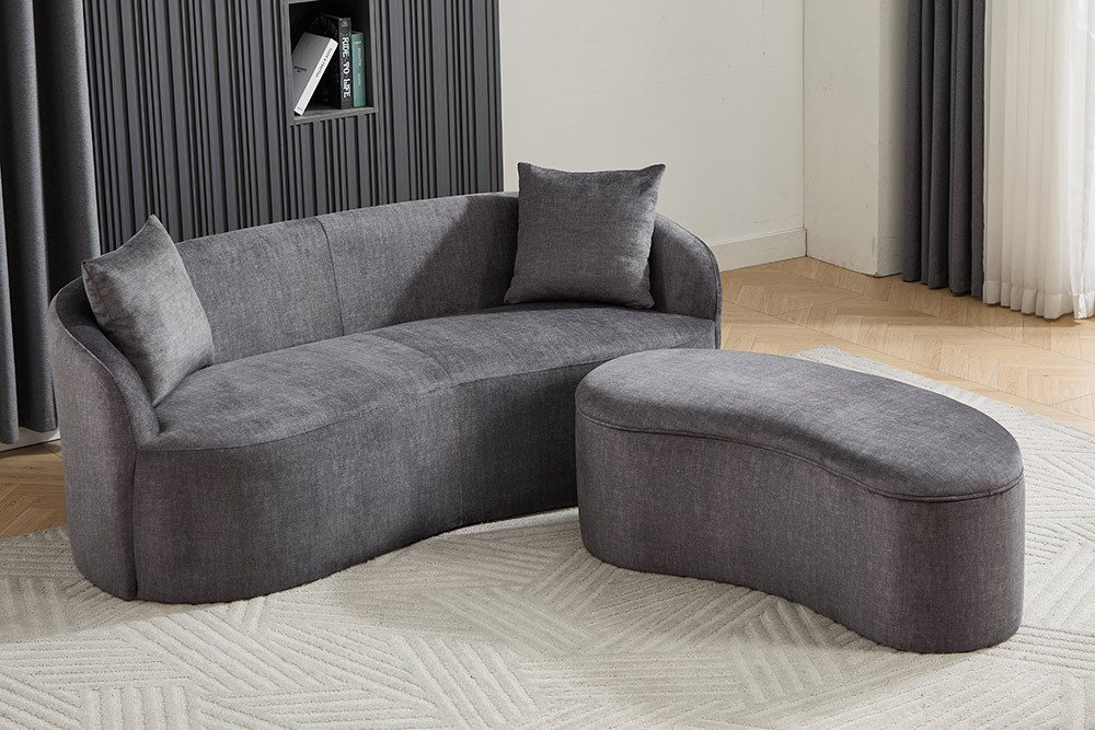 riess-ambiente 2-Sitzer ELEMENTAL 180 cm graphit grau – Samt, Federkern, inkl. Zierkissen, Einzelartikel 1 Teile, Rundumbezogene Couch - ideal für Wohnzimmer, A – Bild 5 von 5