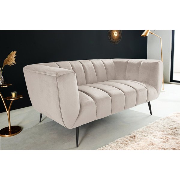 riess-ambiente 2-Sitzer NOBLESSE 165cm champagner / schwarz · Couch mit Bezug aus Samt, Einzelartikel 1 Teile, Federkern-Polsterung · Metall-Füße · Lounge-Sofa 