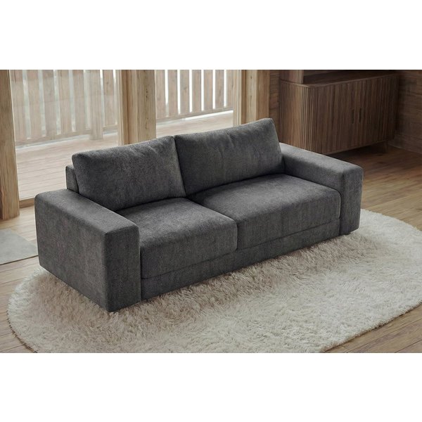 riess-ambiente 3-Sitzer LOFT 210cm grau - Vogue Velours Samt, Taschenfederkern, Rundumbezug, Einzelartikel 1 Teile, Moderne Couch - ideal für Wohn- und Schlafzi