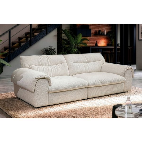 riess-ambiente 3-Sitzer SIXTH SENSE 210cm beige - Bouclé, Nosagfederung, Daunenfedern, FSC, Einzelartikel 1 Teile, Strickstoff-Couch - ideal für Wohn- und Schla