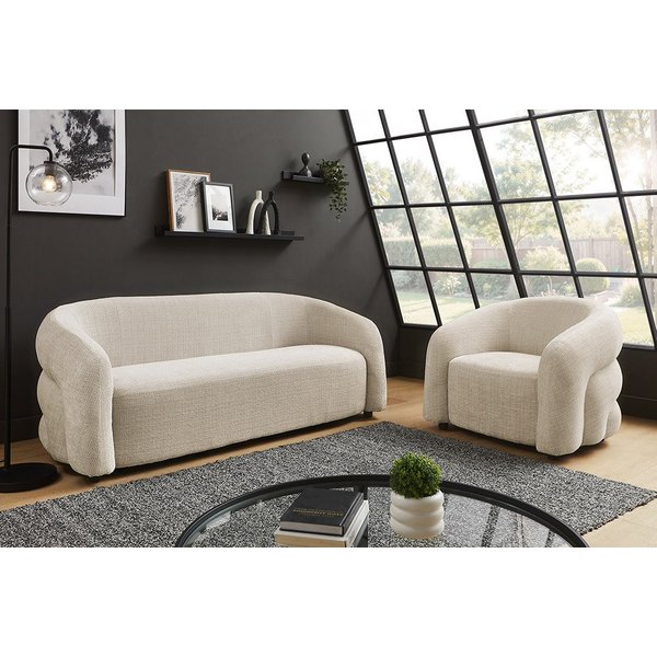 riess-ambiente 3-Sitzer VOGUE 200cm beige – Sofa, Chenille Cremona, Schaumstoff, modern, Einzelartikel 1 Teile, gepolsterte Stoff-Couch mit 3 Sitzplätzen – idea