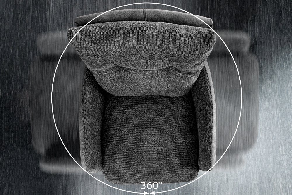 riess-ambiente Barhocker BIG GEORGE anthrazit - Samt, drehbar, Metall-Beine, mit Armlehne (Einzelartikel, 1 St), mit Taschenfederkern & Fußablage – ideal für Kü – Bild 3 von 5