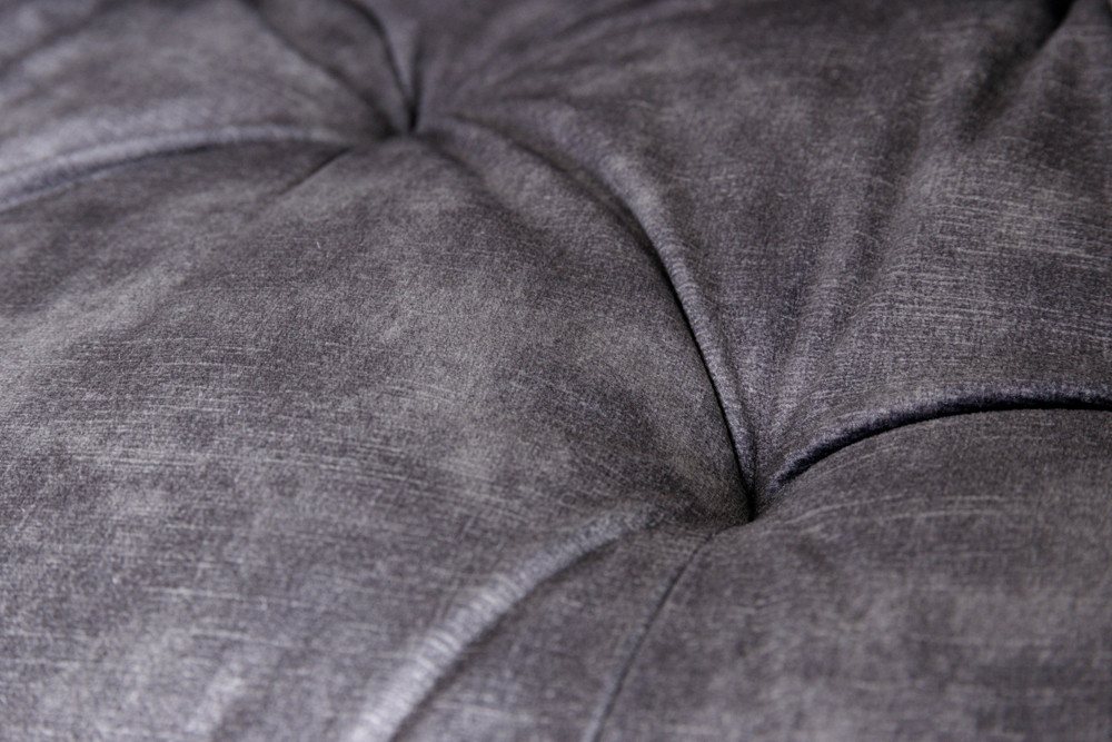 riess-ambiente Barhocker MILANO grau/schwarz - Samt, Metallgestell, mit Lehne & Fußablage (Einzelartikel, 1 St), Stuhl mit Chesterfield-Steppung – ideal für Dei – Bild 4 von 5