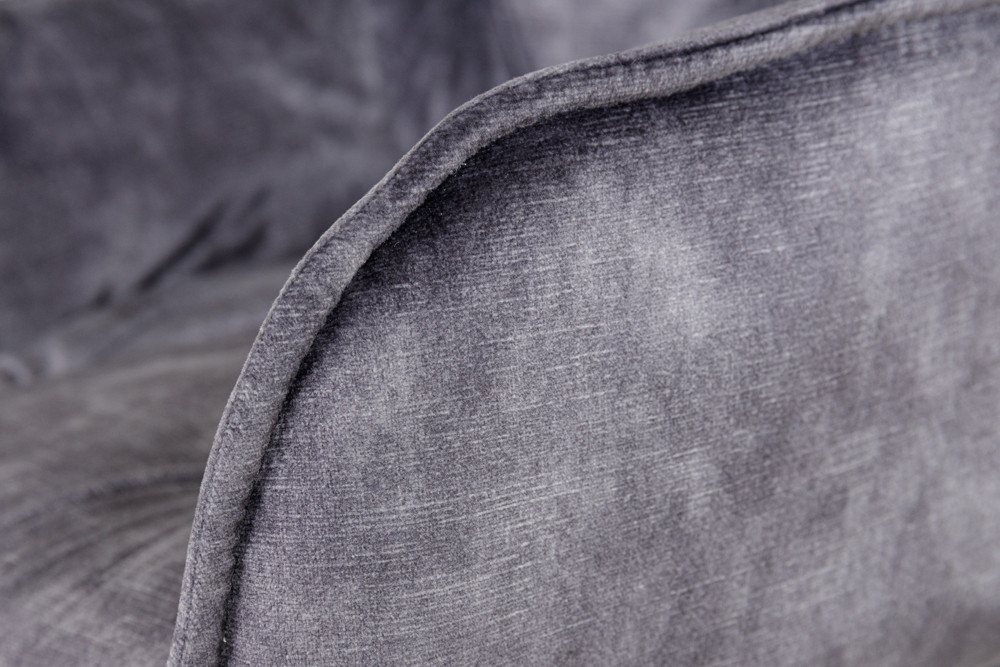 riess-ambiente Barhocker MILANO grau/schwarz - Samt, Metallgestell, mit Lehne & Fußablage (Einzelartikel, 1 St), Stuhl mit Chesterfield-Steppung – ideal für Dei – Bild 5 von 5